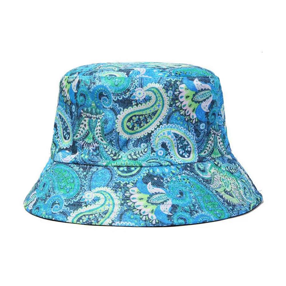 blue paisley bucket hat