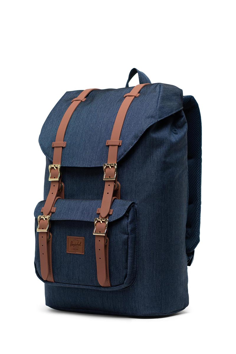 Herschel Little America mid volume backpack indigo denim crosshatch