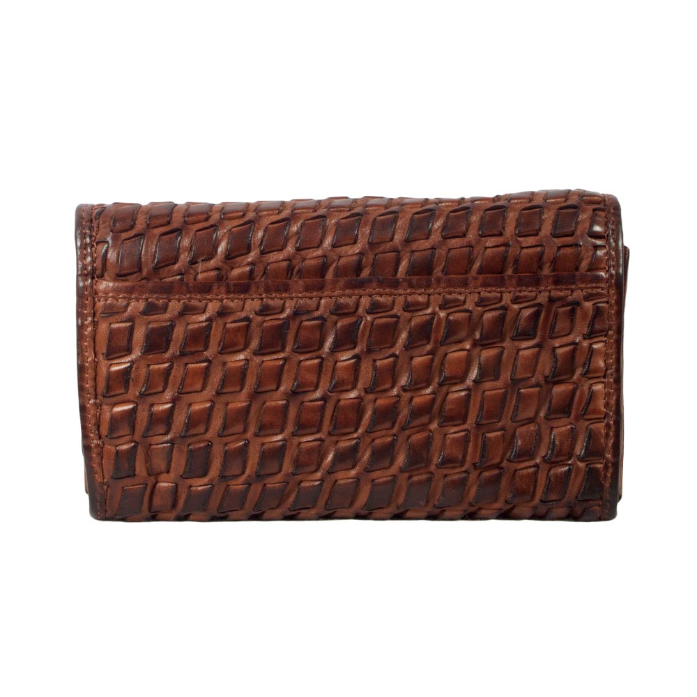 Hill Burry RFID braided leather clutch wallet dark brown