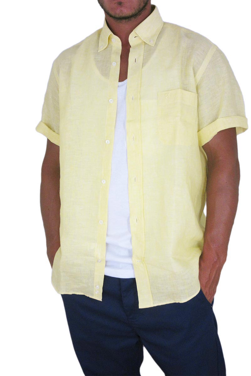 Ανδρικό λινό πουκάμισο Jazzy Balli κίτρινο