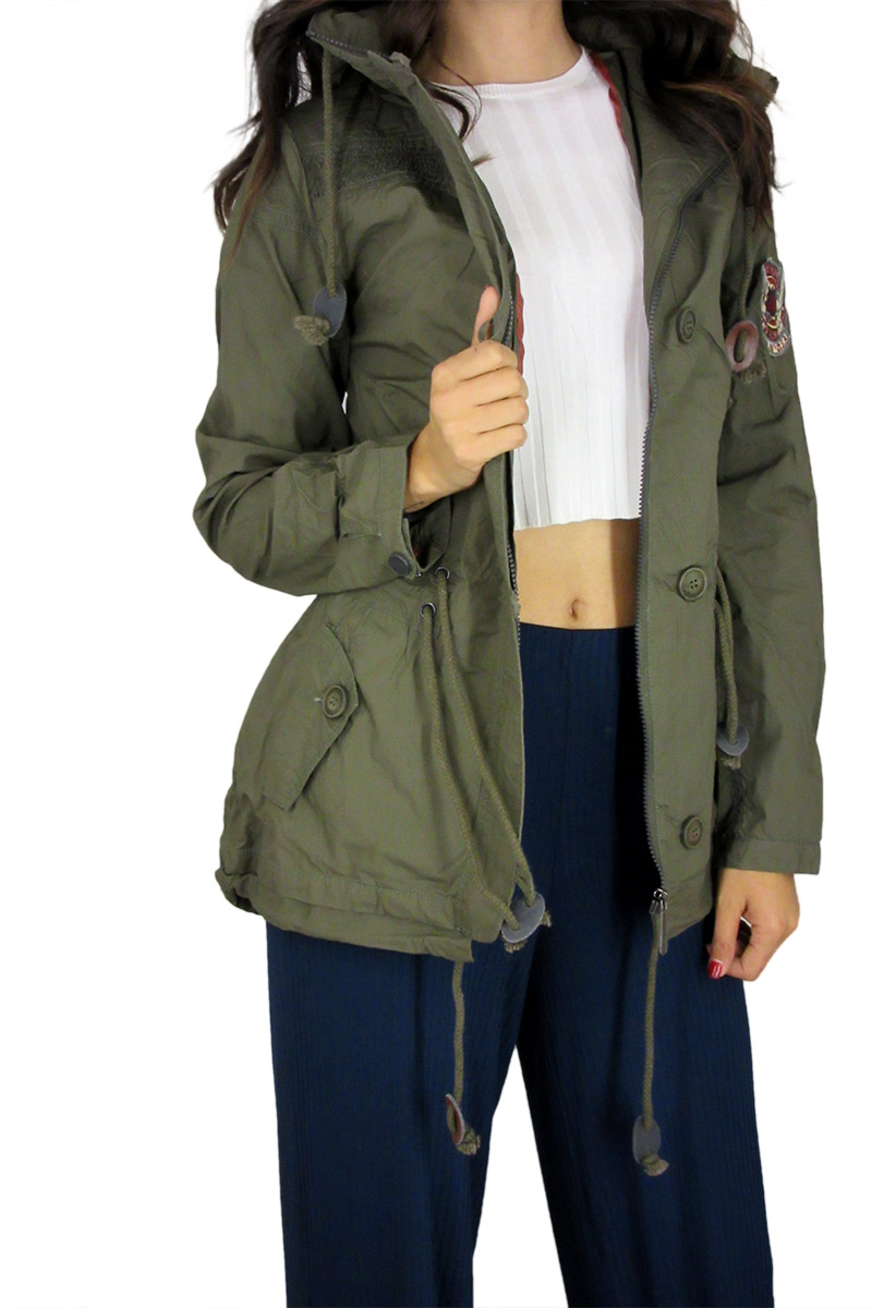 Lightweight Women S Cotton Parka In Khaki With Hood