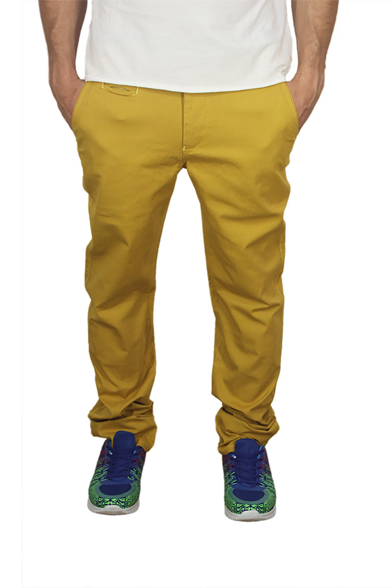 Ανδρικό slim fit chino παντελόνι κίτρινο