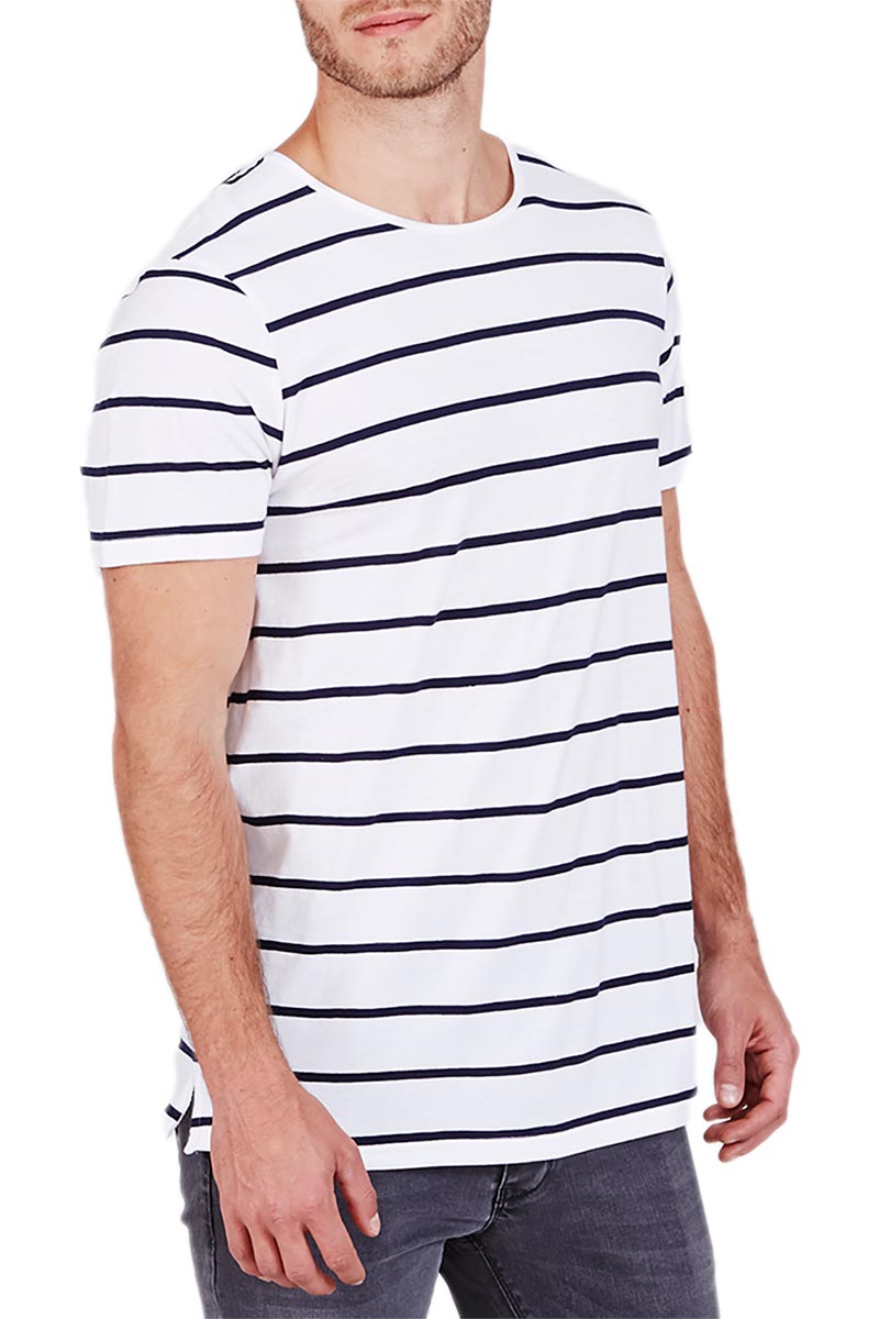 Minimum ανδρικό ριγέ t-shirt Ware λευκό-μπλε