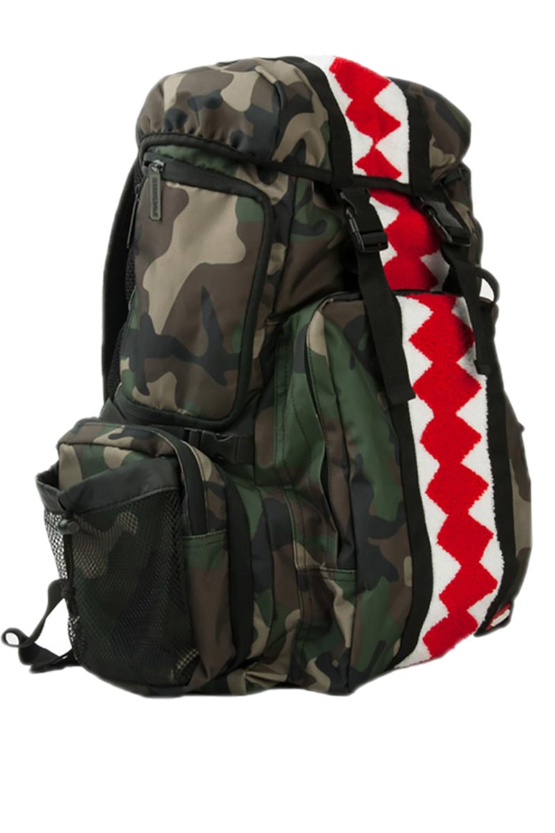 Sprayground Vertical shark chenille camo backpack