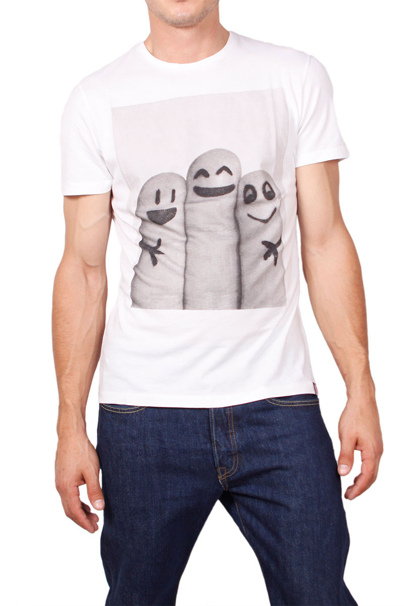 French Kick T-shirt Happy λευκό
