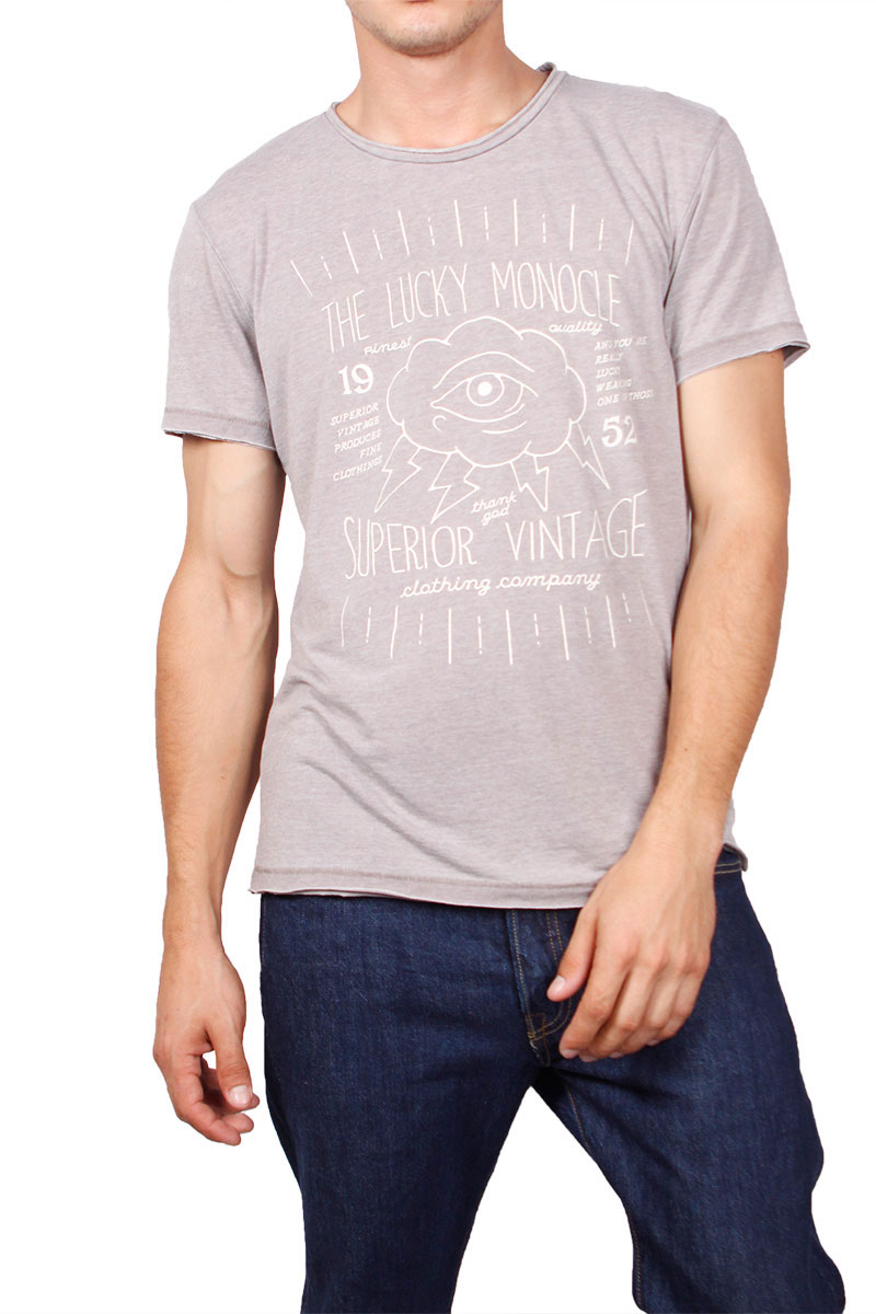 Superior Vintage T-shirt γκρι μελανζέ The lucky monocle