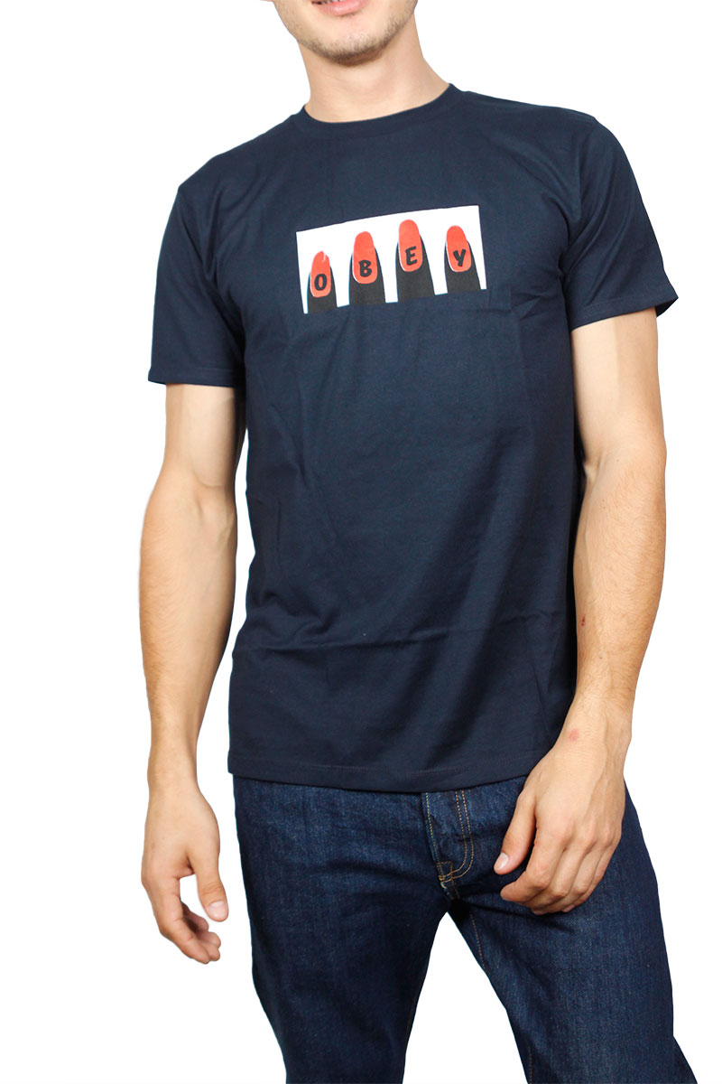 Obey Cracked nail t-shirt navy
