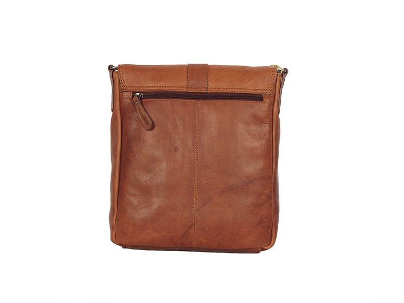 Hill Burry men's cross body leather overflap bag cognac