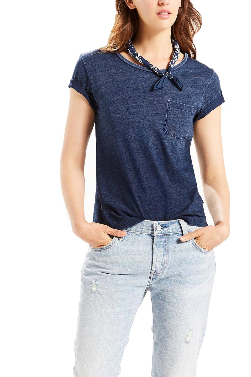 Γυναικείο LEVI'S® the perfect t-shirt με τσέπη midnight indigo