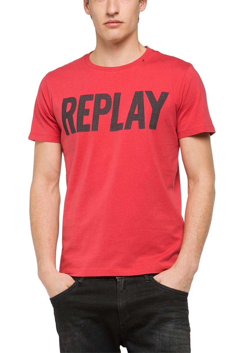Replay ανδρικό logo T-shirt κόκκινο