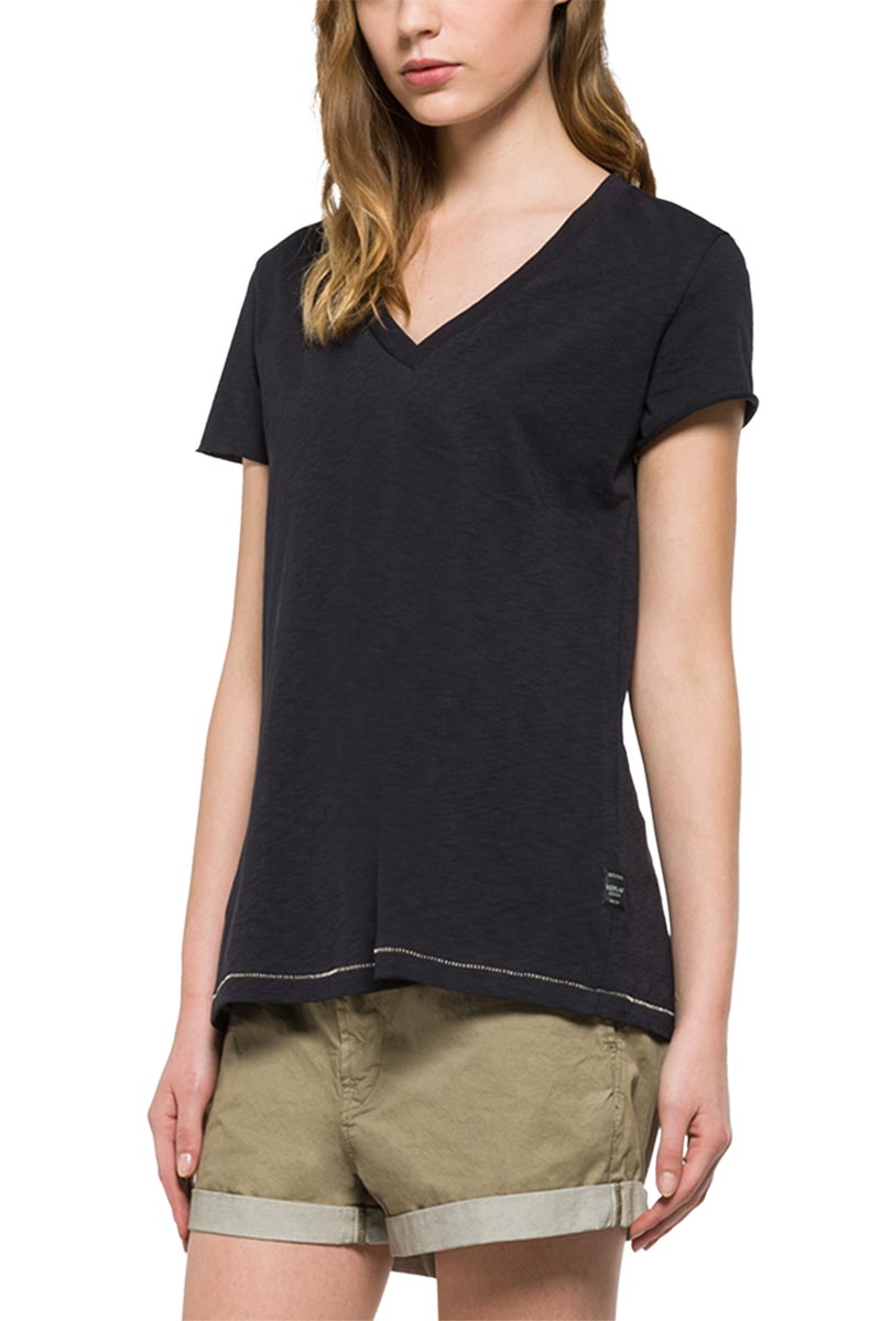 Replay t-shirt black with back slit