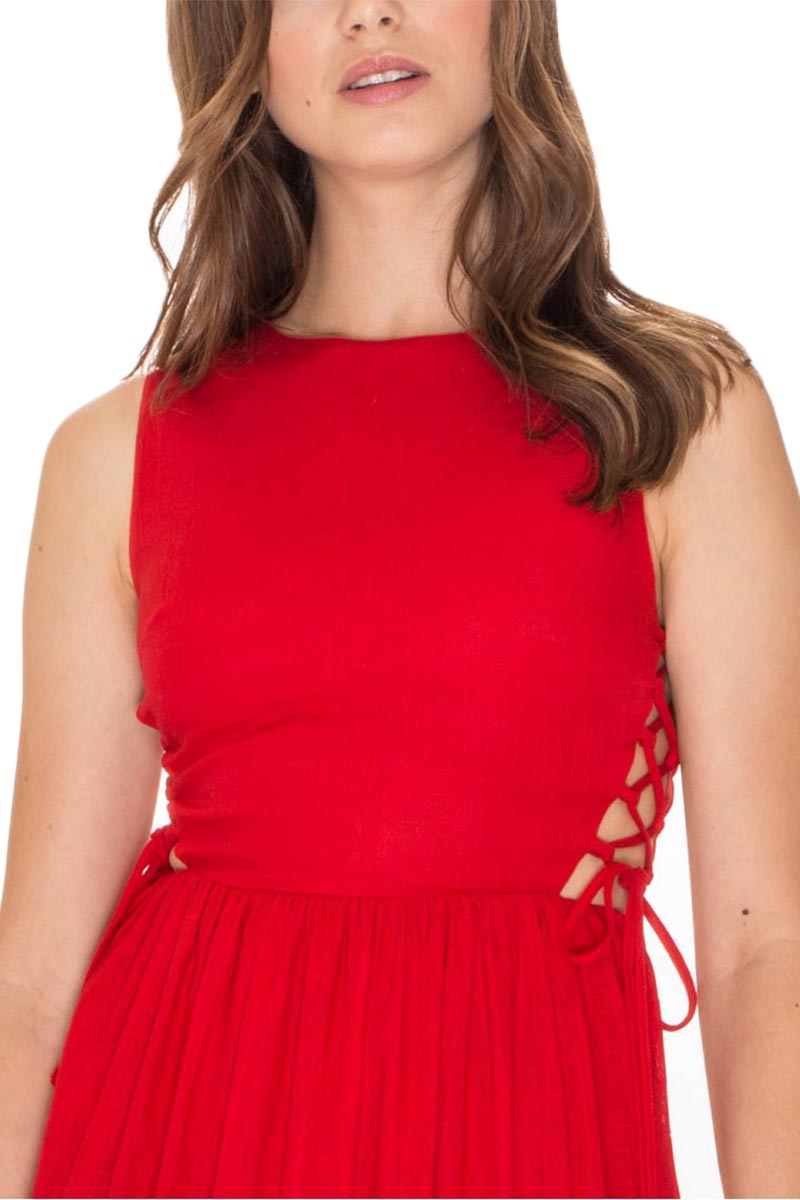 Pepaloves Angela Sleeveless Midi Dress Red