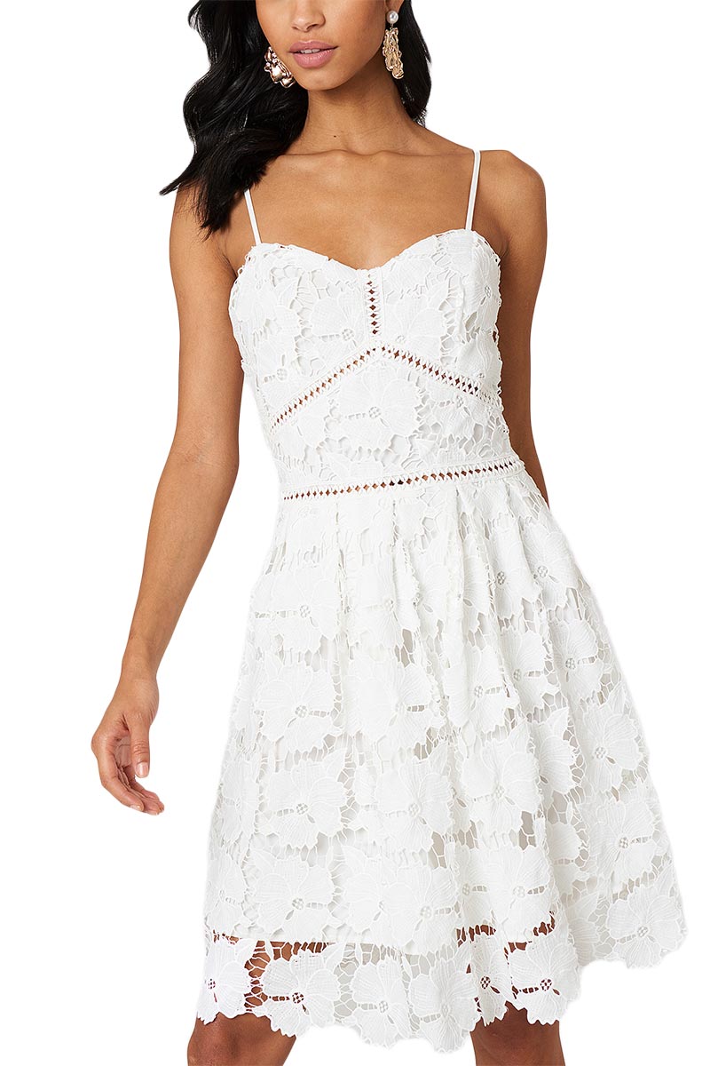 Rut & Circle τιραντέ φόρεμα δαντέλα λευκό