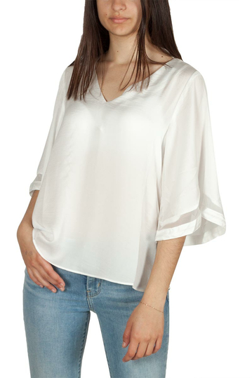 Rut & Circle μπλούζα λευκή με διαφάνεια
