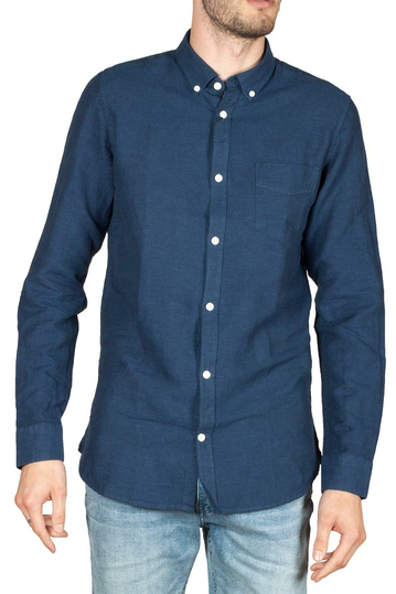Gnious Linus linen blend ανδρικό πουκάμισο navy