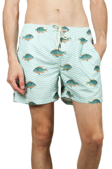 OAS Blue fish men's swim shorts