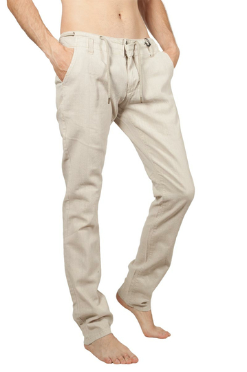 Petrol men's linen-blend pants ecru