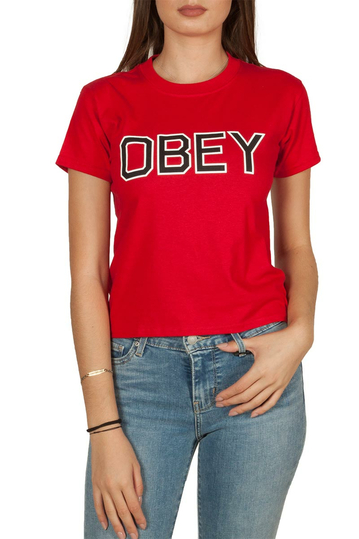 Obey Tough shrunken t-shirt red