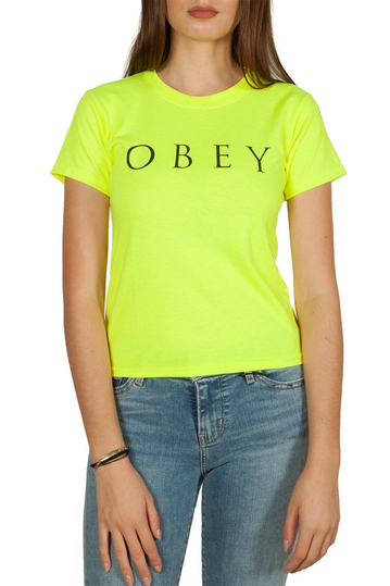 Obey Novel 2 shrunken t-shirt safety green