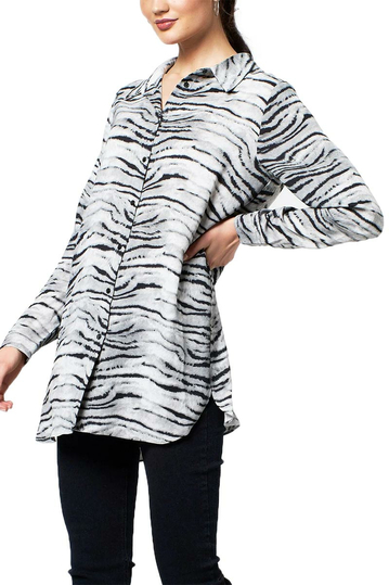 Rut & Circle Mary oversize shirt grey tiger