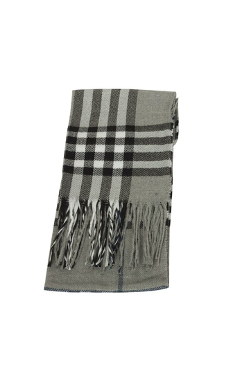 Men's tartan scarf grey