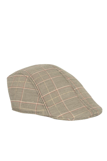 Checked flat cap light brown/red stripe