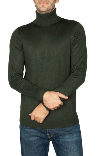 Men's roll neck sweater olive