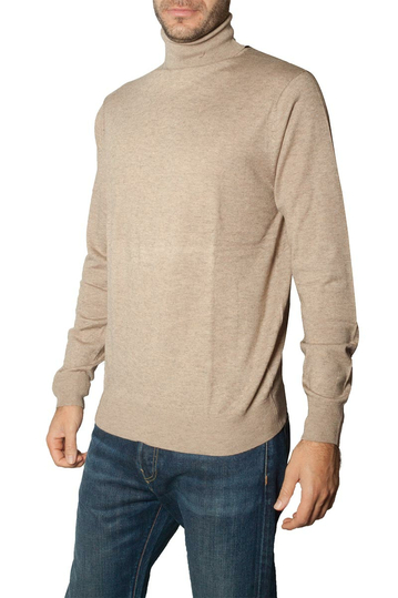 Men's roll neck sweater beige