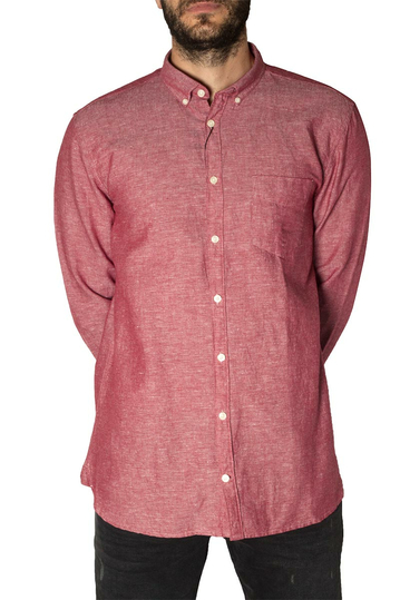Gnious linen blend ανδρικό πουκάμισο Linus κόκκινο
