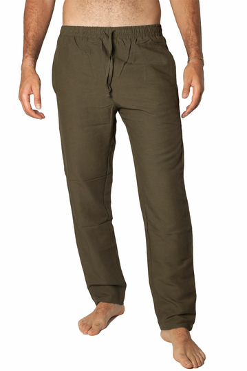 Bigbong linen blend pants Safari olive