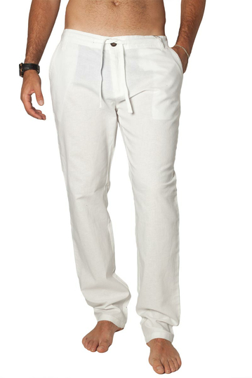 Losan cotton-linen παντελόνι λευκό