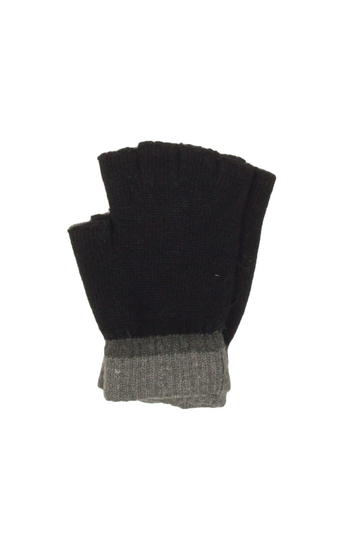 Πλεκτά γάντια με κομμένα δάχτυλα μαύρα με γκρι κοντράστ