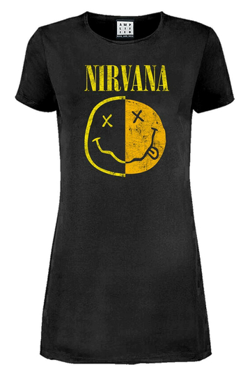 Amplified Nirvana Spliced Smiley Dress Charcoal