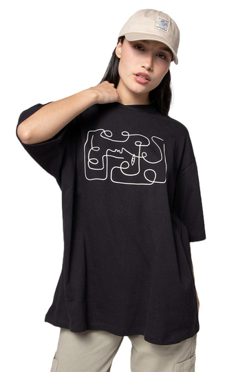 Kaotiko Abstract Face T-shirt Black