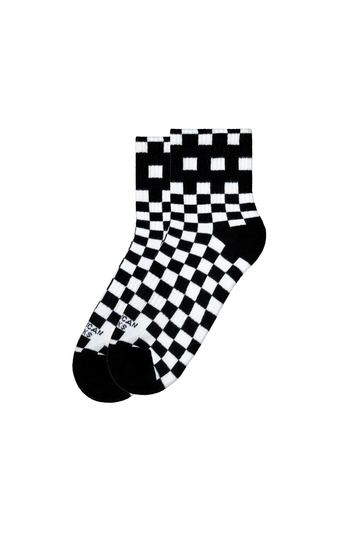 American Socks Checkerboard Black/White Ankle High Socks