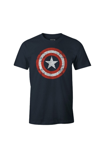 Cotton Division Marvel Captain America Logo T-shirt Navy