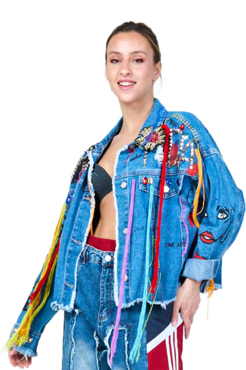 Art Oversized Denim Jacket