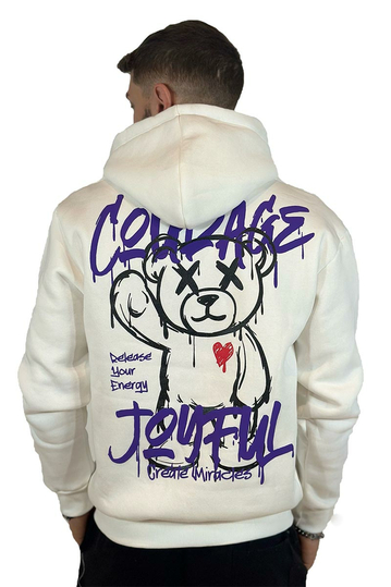 Teddybear Release Your Energy Hoodie Cream