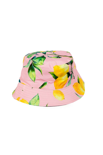 Reversible Bucket Hat Lemon Print Pink