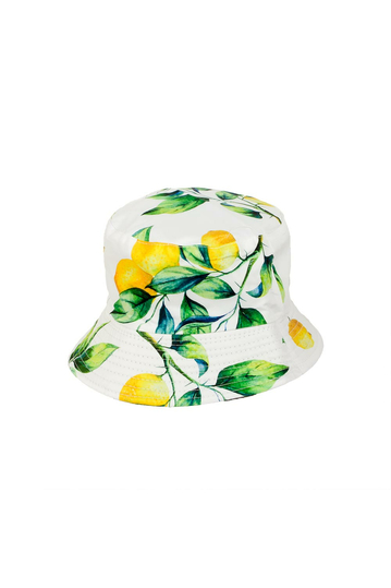 Reversible Bucket Hat Lemon Print White