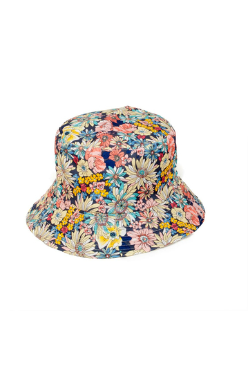 Reversible Bucket Hat Flowers Print Indigo/Multi