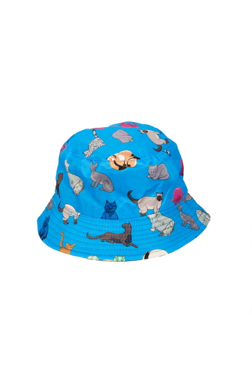 Bucket καπέλο διπλής όψεως Cats Print Blue