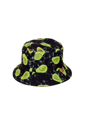 Reversible Bucket Hat Avocado Print Black