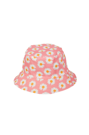 Reversible Bucket Hat Daisy Print Pink