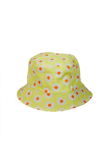Reversible Bucket Hat Daisy Print Yellow