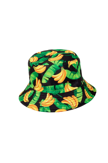 Bucket καπέλο διπλής όψεως Banana & Leaves Print Black
