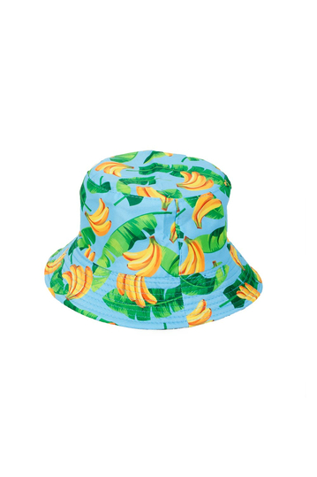 Bucket καπέλο διπλής όψεως Banana & Leaves Print Light Blue