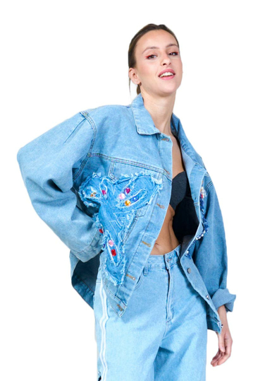 Embellished Oversized Denim Jacket