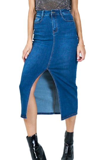 Classic Denim Midi Skirt