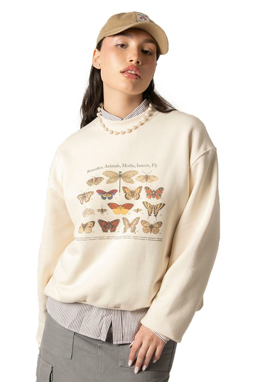 Kaotiko Butterflies Organic Cotton Ivory Sweatshirt